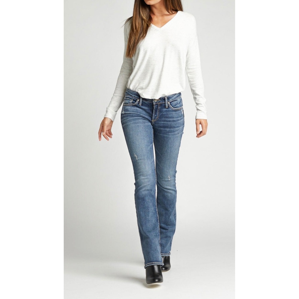 Silver Jeans Co Elyse Bootcut Jeans Medium Wash Mid Rise 28x31 L03719ECF344 NEW